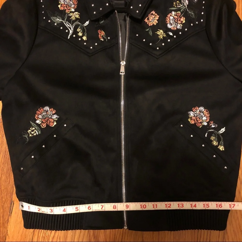 River Island embroidered suedette bomber jacket - Picture 10 of 13
